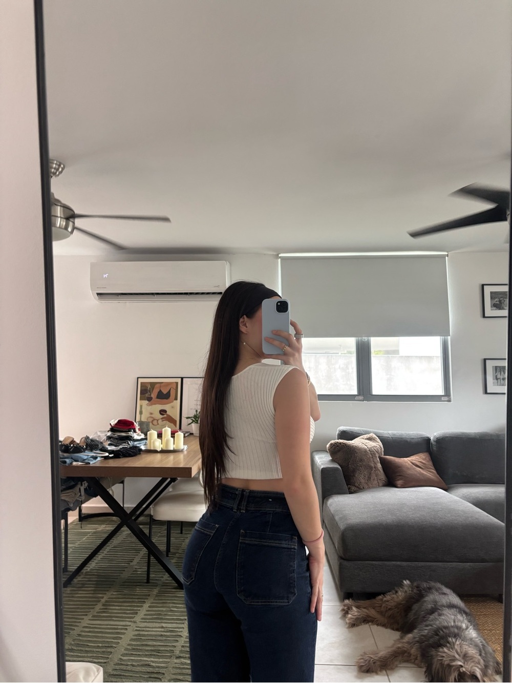 Twist Front Ribbed Crop Top - White/Cream - Picture 2 of 6